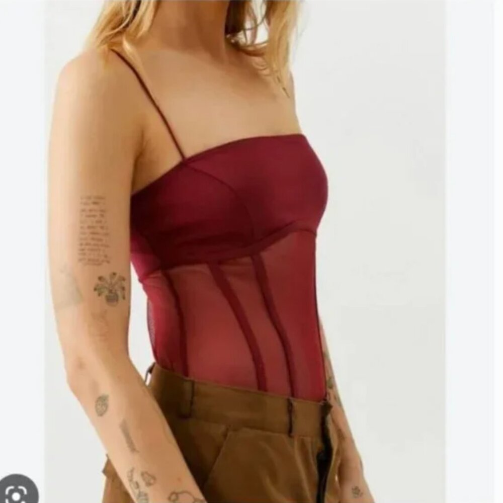 ⭐️Out From Under Harlow Sheer Mesh Corset Hipster Glam Chic Party Bodysuit Top